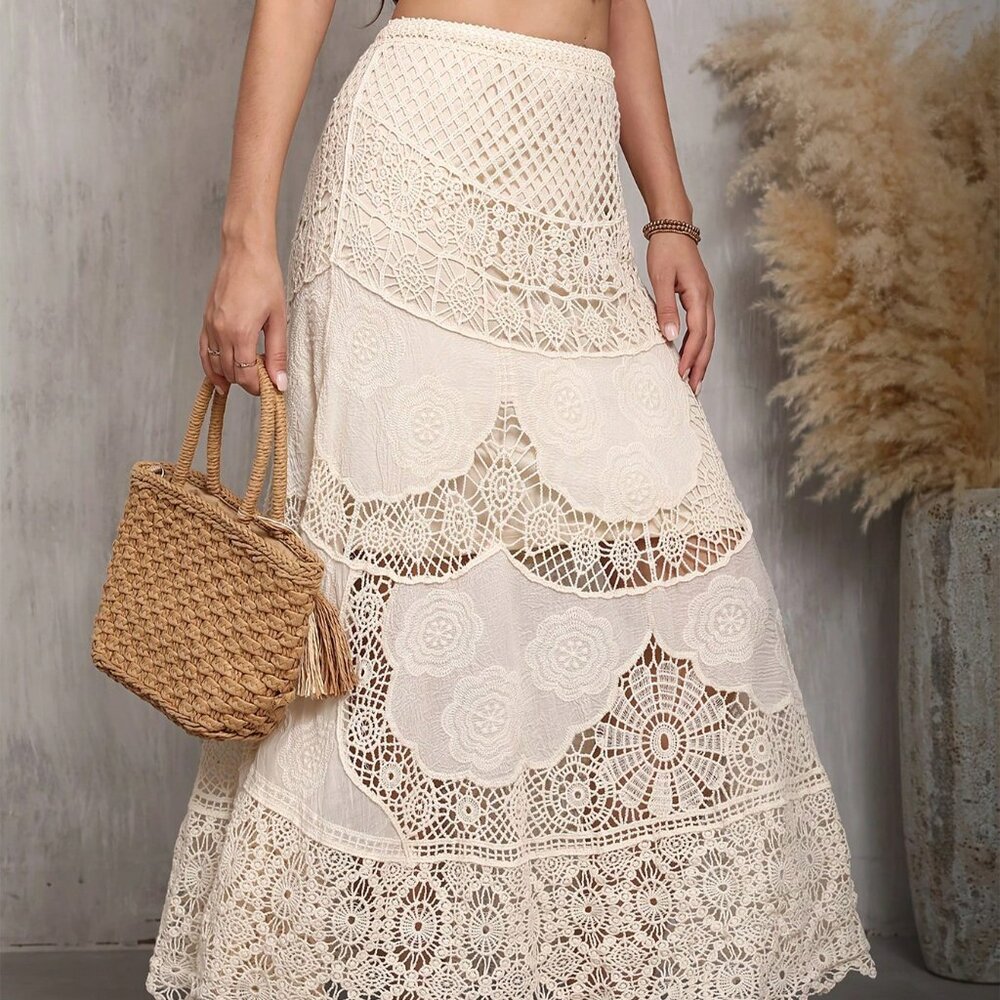 Apricot Boho Lace Skirt - Picture 4 of 5